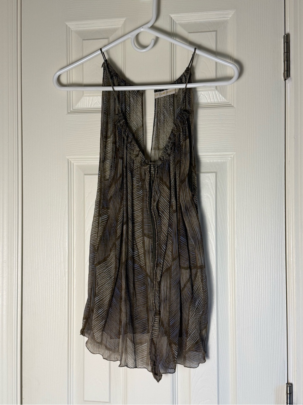 Of Two Minds Olive and Black Sheer Strappy V-Neck Camisole
